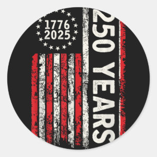 250 Years American 1776 2026 250th USA Patriotic Classic Round Sticker