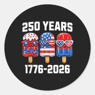 250 Years American 1776 2026 250th USA Student Boy Classic Round Sticker