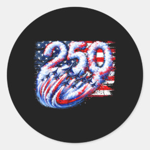 250 Years American 1776 2026 Fighter Jet Aeroplane Classic Round Sticker