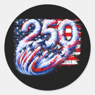 250 Years American 1776 2026 Fighter Jet Aeroplane Classic Round Sticker