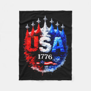 250 years american 1776 usa flag fighter jets 4th fleece blanket