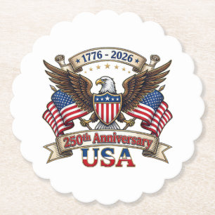 250 Years American 250th 4th of July Anniversary 1 Paper Coaster