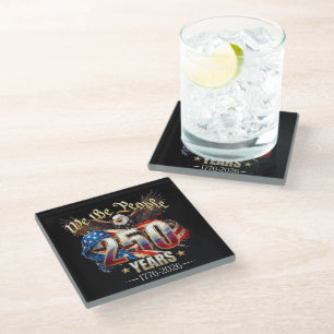 250 Years American 250th Anniversary 4th of July Glass Coaster