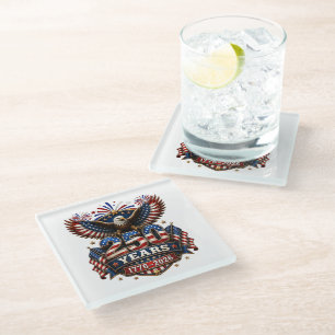250 Years American 250th Anniversary 4th of July Glass Coaster