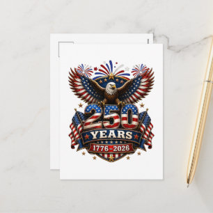 250 Years American 250th Anniversary 4th of July Holiday Postcard