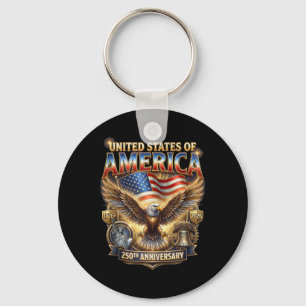 250 Years American 250th Anniversary Us Usa Flag 4 Key Ring