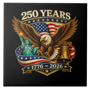 250 Years American 250th Anniversary USA Ceramic Tile