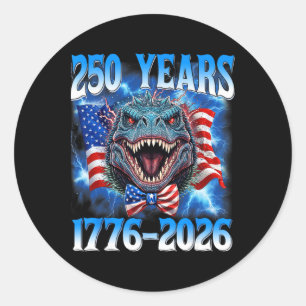 250 Years American 250th Anniversary Usa Dinosaur Classic Round Sticker