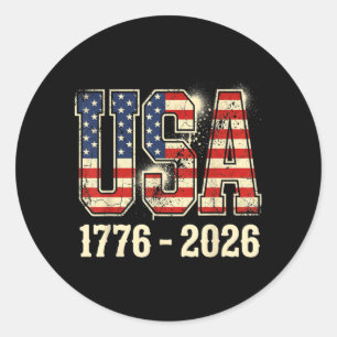 250 Years American 250th Anniversary USA Flag 4th Classic Round Sticker
