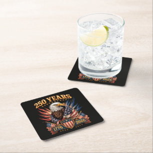 250 Years American 250th Anniversary Usa Patriotic Square Paper Coaster