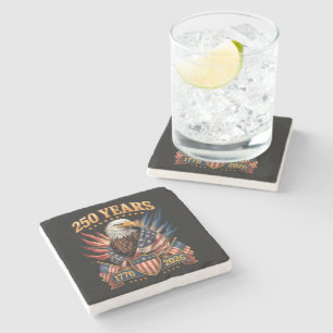 250 Years American 250th Anniversary Usa Patriotic Stone Coaster