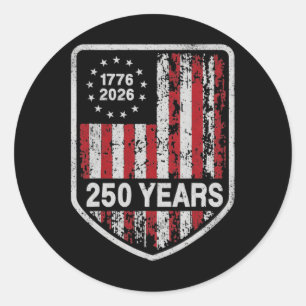 250 Years American 250th Anniversary Usa Us Flag 4 Classic Round Sticker