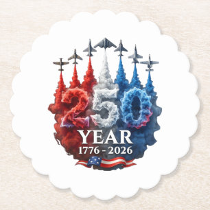 250 Years American 250th USA Patriotic 4th of July Paper Coaster