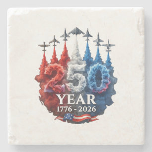 250 Years American 250th USA Patriotic 4th of July Stone Coaster