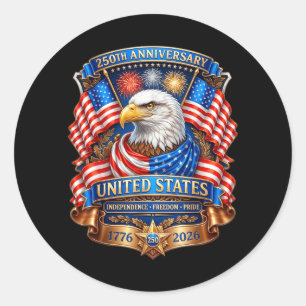 250 Years American Anniversary 1776-2026 USA Flag Classic Round Sticker