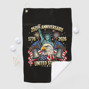 250 Years American Anniversary 1776-2026 USA Flag Golf Towel