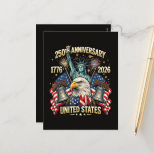 250 Years American Anniversary 1776-2026 USA Flag  Holiday Postcard
