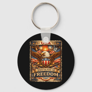250 Years American Anniversary 1776-2026 USA Flag Key Ring