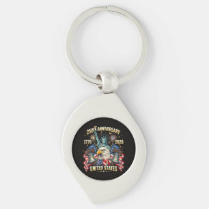 250 Years American Anniversary 1776-2026 USA Flag Key Ring