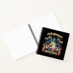 250 Years American Anniversary 1776-2026 USA Flag  Notebook
