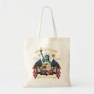 250 Years American Anniversary 1776-2026 USA Flag Tote Bag