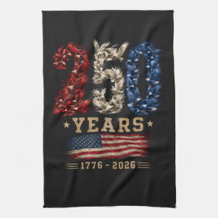 250 Years American Eagle Flag Patriotic Tea Towel