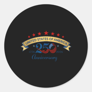 250 Years American Flag 1776-2026 250th Birthday Classic Round Sticker