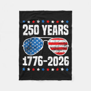 250 Years American Flag 1776-2026 250th Birthday Fleece Blanket