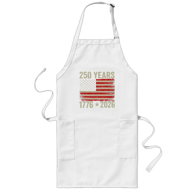 250 Years American Flag 1776-2026 Long Apron (Front)