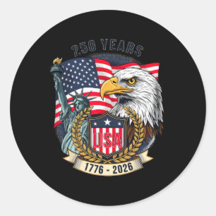 250 Years American Flag Anniversary Usa 250th Birt Classic Round Sticker