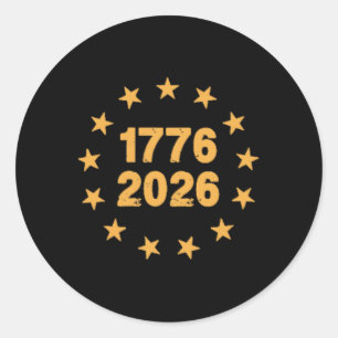 250 Years American Flag - Front And Ck _2 Classic Round Sticker
