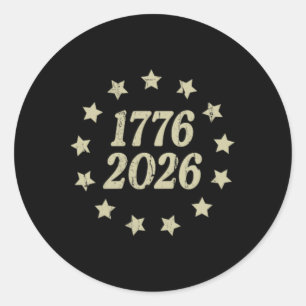 250 Years American Flag - Front And Ck  Classic Round Sticker