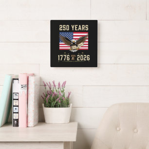 250 Years American Heritage 1776 2026 Square Wall Clock
