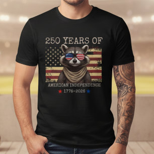 250 Years American Independence Racoon Patriotic T-Shirt