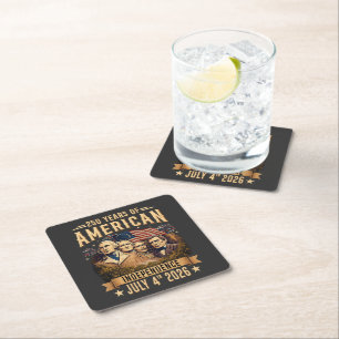 250 Years American Independence Square Paper Coaster