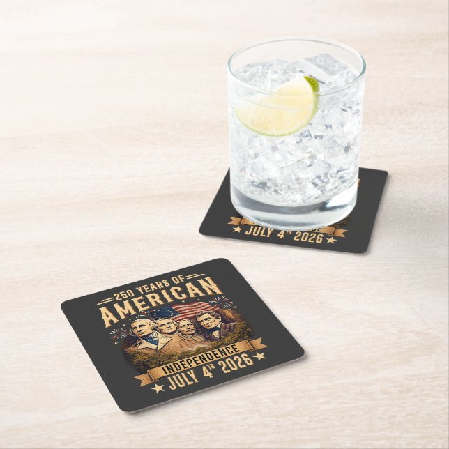 250 Years American Independence Square Paper Coaster (Insitu)