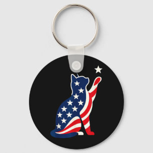 250 Years American Patriotic 4th July Cat Pattys Key Ring