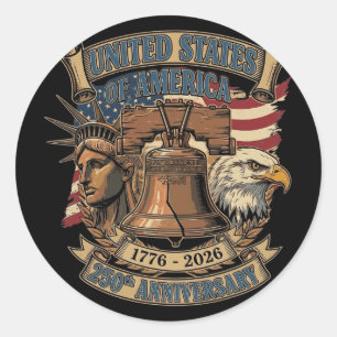 250 Years American Patriotic Eagle 4th Of July Kid Classic Round Sticker
