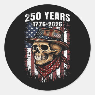 250 Years American Skull Skeleton Patriotic Classic Round Sticker