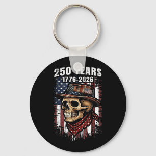 250 Years American Skull Skeleton Patriotic Key Ring