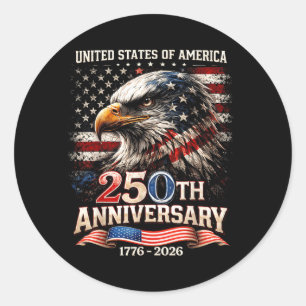 250 Years American USA Patriotic Men Women 4th of Classic Round Sticker