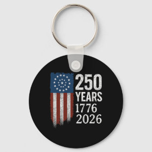250 Years Anniversary 1776–2026 American Flag Patr Key Ring