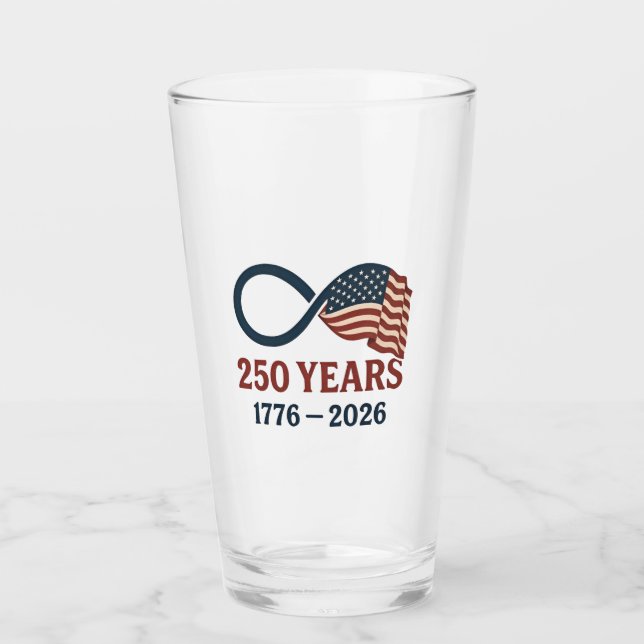 250 Years Anniversary 1776-2026 USA Patriotic  Glass (Front)