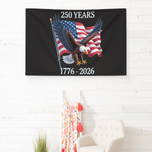 250 Years Anniversary Usa American Flag 1776-2026 Banner