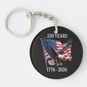 250 Years Anniversary Usa American Flag 1776-2026 Key Ring