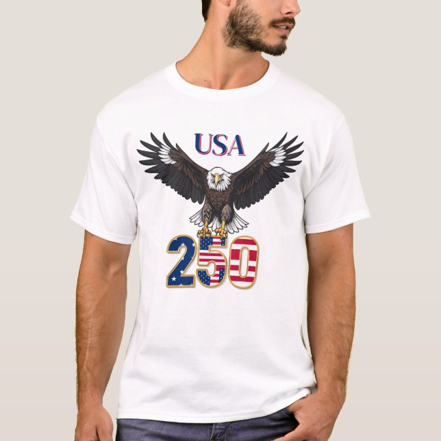 250 Years Anniversary USA Bald Eagle T-Shirt (Front)