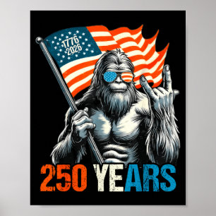 250 years bigfoot rock usa flag patriotic 250th poster