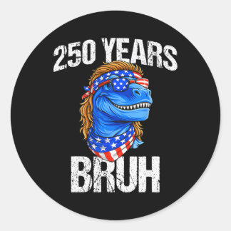 250 Years Bruh 4th Of July Trex Dinosaur 250th Ann Classic Round Sticker