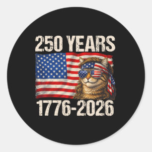 250 Years Cat American Flag 1776-2026 4th Of July Classic Round Sticker