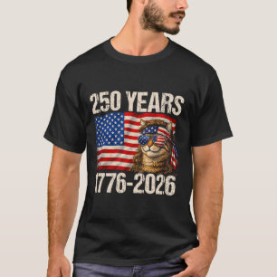 250 Years Cat American Flag 1776-2026 4th Of July T-Shirt